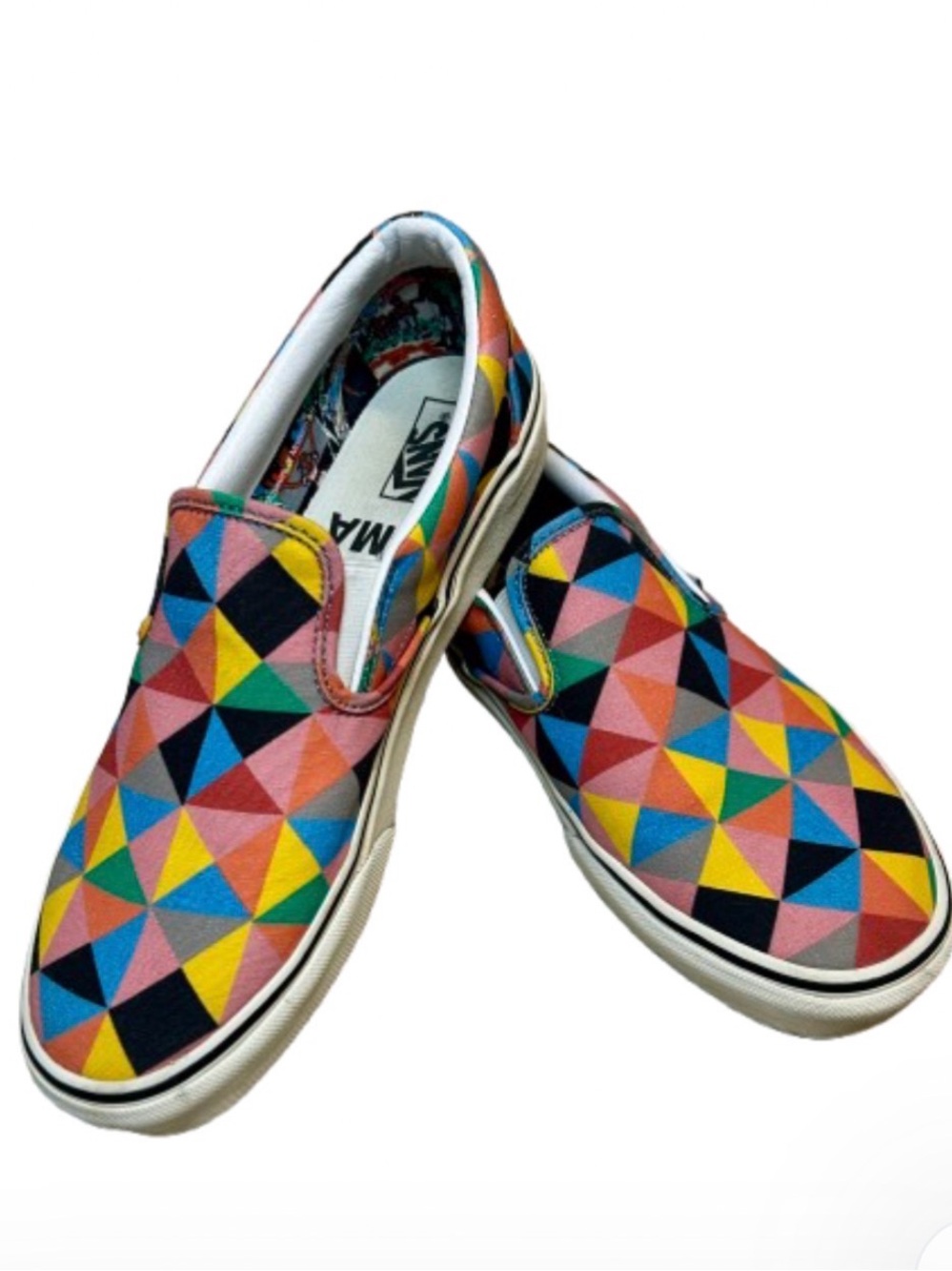 Vans X MoMA Faith Ringgold Classic Geometric Print Slip On Sneakers 9.5